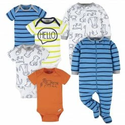 BabyPreemie - 24M 6-Piece Baby Boys Dog Onesies® Brand Bodysuits & Sleep 'n Plays Set