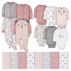 Gerber® BabyPreemie - 24M 18-Piece Baby Girls Bear Sleep 'N Play, Onesies® Bodysuit, And Burpcloth Set