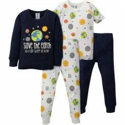Gerber® 4-Piece Infant & Toddler Boys Earth Snug Fit Cotton Pajamas