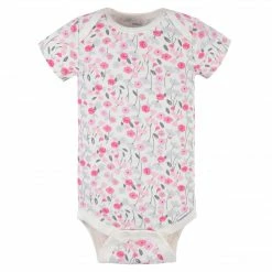 Gerber® 3-Pack Baby Girls Comfy Stretch Roses & Bunnies Short Sleeve Onesies® Bodysuits