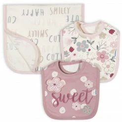 Gerber® Organic 3-Piece Baby Girls Sweet Bib And Burp Set