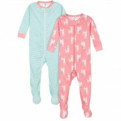 Gerber® 2-Pack Baby & Toddler Girls Llama Snug Fit Footed Cotton Pajamas