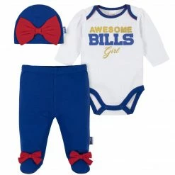 NFL Buffalo Bills Baby Girls Bodysuit, Pant, And Cap Set