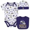 NFL Minnesota Vikings 3-Piece Baby Boys Bodysuit, Bib, And Cap Set BabyPreemie - 24M