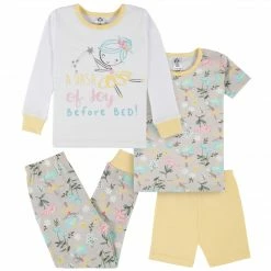 Gerber® 4-Piece Infant & Toddler Girls Yellow Garden Snug Fit Cotton Pajamas