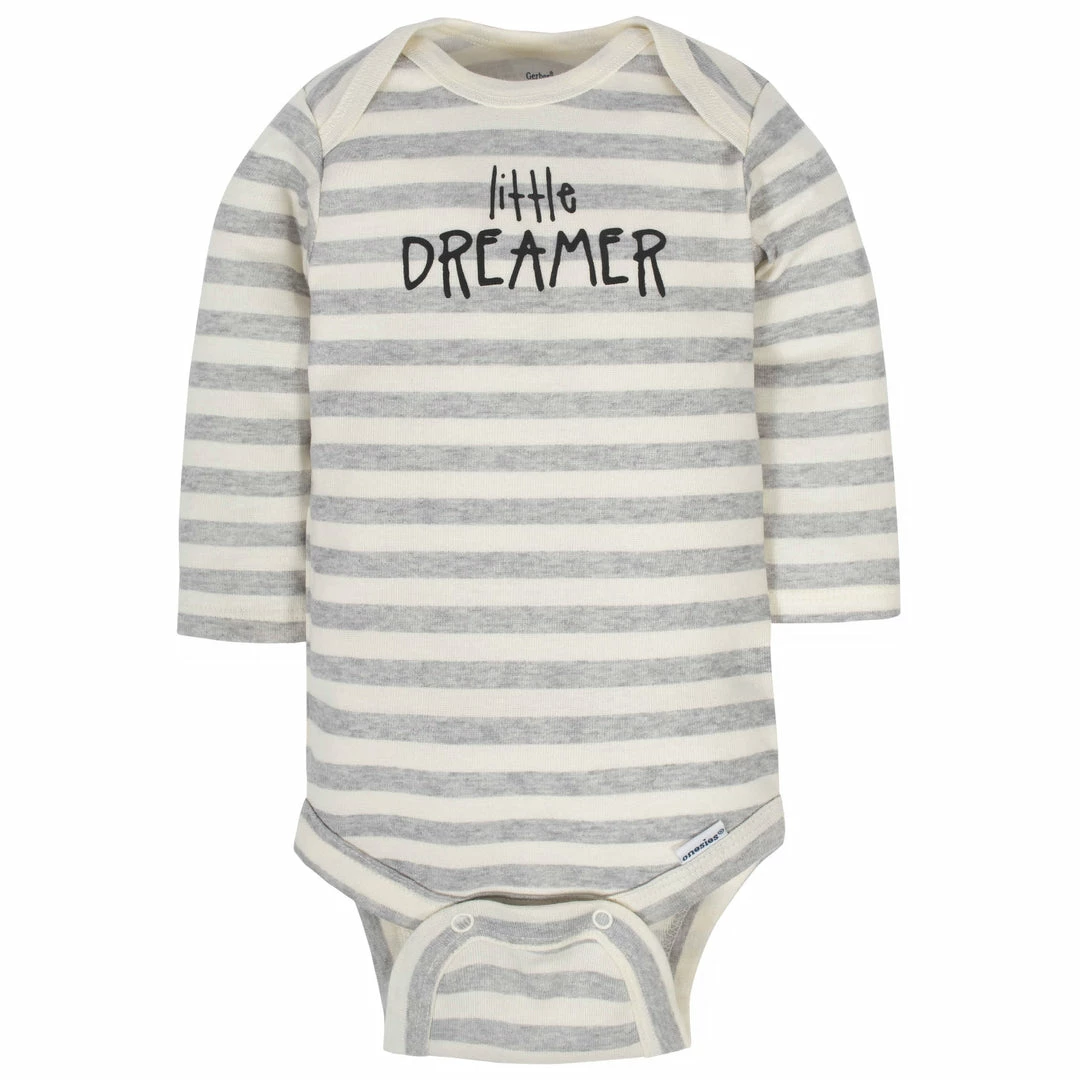 Hot Sale 🤩 Gerber® 2-Pack Organic Baby Neutral Happy Long Sleeve Onesies® Bodysuits 🧨 2 Gerber® 2-Pack Organic Baby Neutral Happy Long Sleeve Onesies® Bodysuits