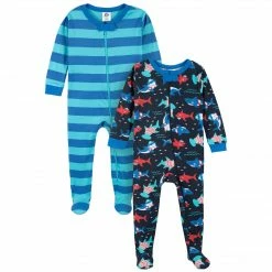Gerber® 2-Pack Baby & Toddler Boys Shark Zone Snug Fit Footed Cotton Pajamas See What's New