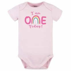 Gerber® BabyPreemie - 24M Baby Girl "I Am One Today" Short Sleeve Onesies® Bodysuit