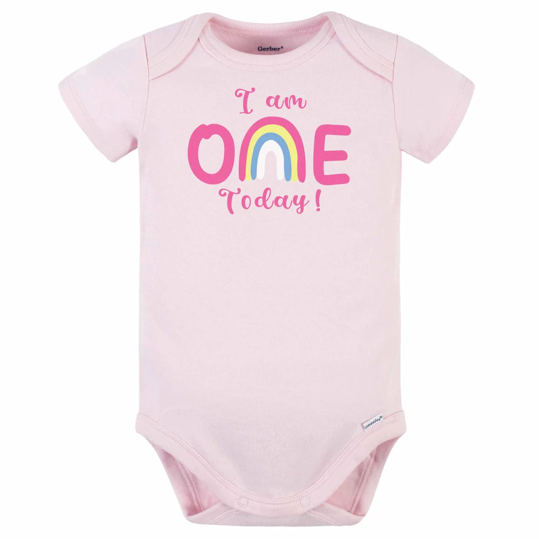 Cheap ⌛ Gerber® BabyPreemie - 24M Baby Girl "I Am One Today" Short Sleeve Onesies® Bodysuit 🌟 1 Gerber® BabyPreemie - 24M Baby Girl "I Am One Today" Short Sleeve Onesies® Bodysuit