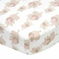 Gerber® Girls Elephants Fitted Crib Sheet