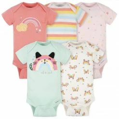 Gerber® BabyPreemie - 24M 5-Pack Baby Girls Rainbow Short Sleeve Onesies® Bodysuits