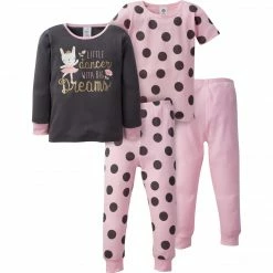 Gerber® 4-Piece Infant & Toddler Girls Bunny Snug Fit Cotton Pajamas