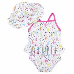 Gerber® 2-Piece Girls Frozen Treats Swimsuit & Hat Bundle