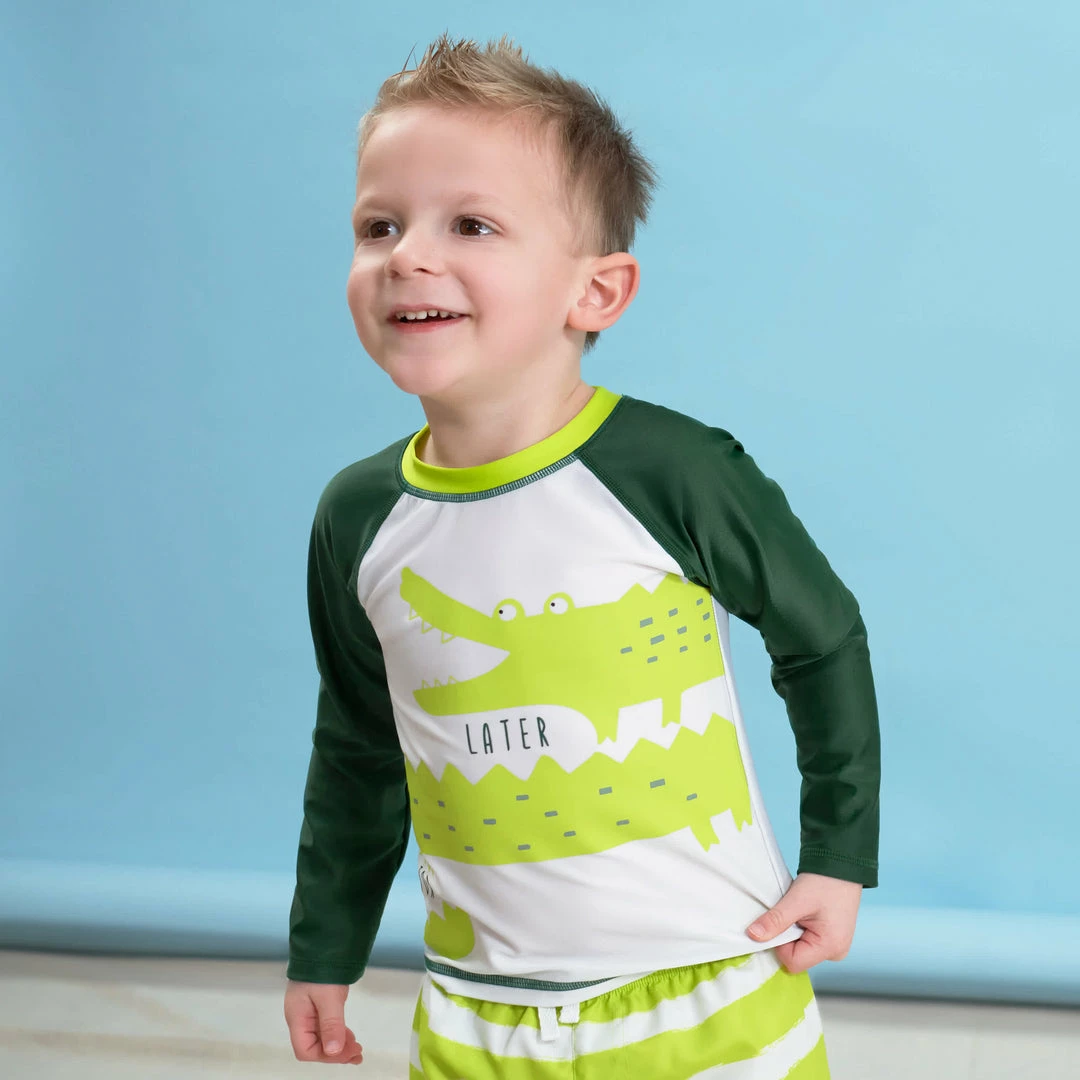 Best Pirce 🤩 Gerber® 2-Piece Baby & Toddler Boys Later Gator Rash Guard & Swim Trunks Set ❤️ 2 Gerber® 2-Piece Baby & Toddler Boys Later Gator Rash Guard & Swim Trunks Set