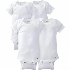 Gerber® Solid Essentials 4-Pack Baby Neutral White Onesies® Bodysuits