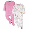 Gerber® BabyPreemie - 24M 2-Pack Baby Girls Zoo & Zebra Fleece Pajamas