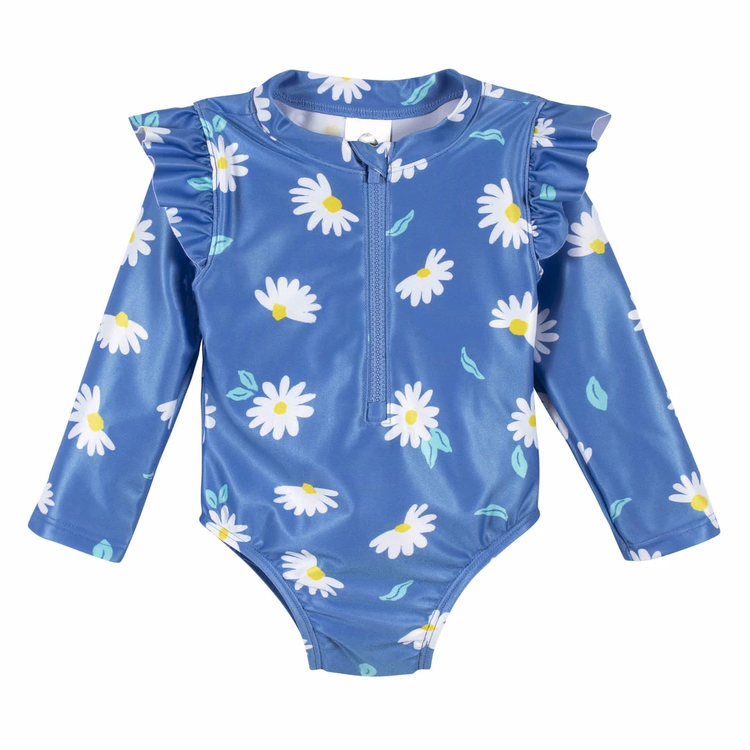Hot Sale ❤️ Gerber® Baby & Toddler 👧 Girls Darling Daisy Rash Guard See What's New 🧨 2 Gerber® Baby & Toddler Girls Darling Daisy Rash Guard See What's New