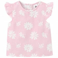 Gerber® Kids Infant & Toddler Girls Pink Floral Gauze Flutter Sleeve Top BabyPreemie - 24M