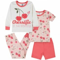Gerber® See What's New 4-Piece Infant & Toddler Girls Cherry Kisses Snug Fit Cotton Pajamas