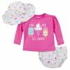 Gerber® BabyPreemie - 24M 3-Piece Girls Ice Cream Dreams Swim Bottoms, Rash Guard, & Hat Bundle