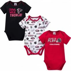 NFL 3-Pack Baby Boys Falcons Short Sleeve Bodysuits BabyPreemie - 24M