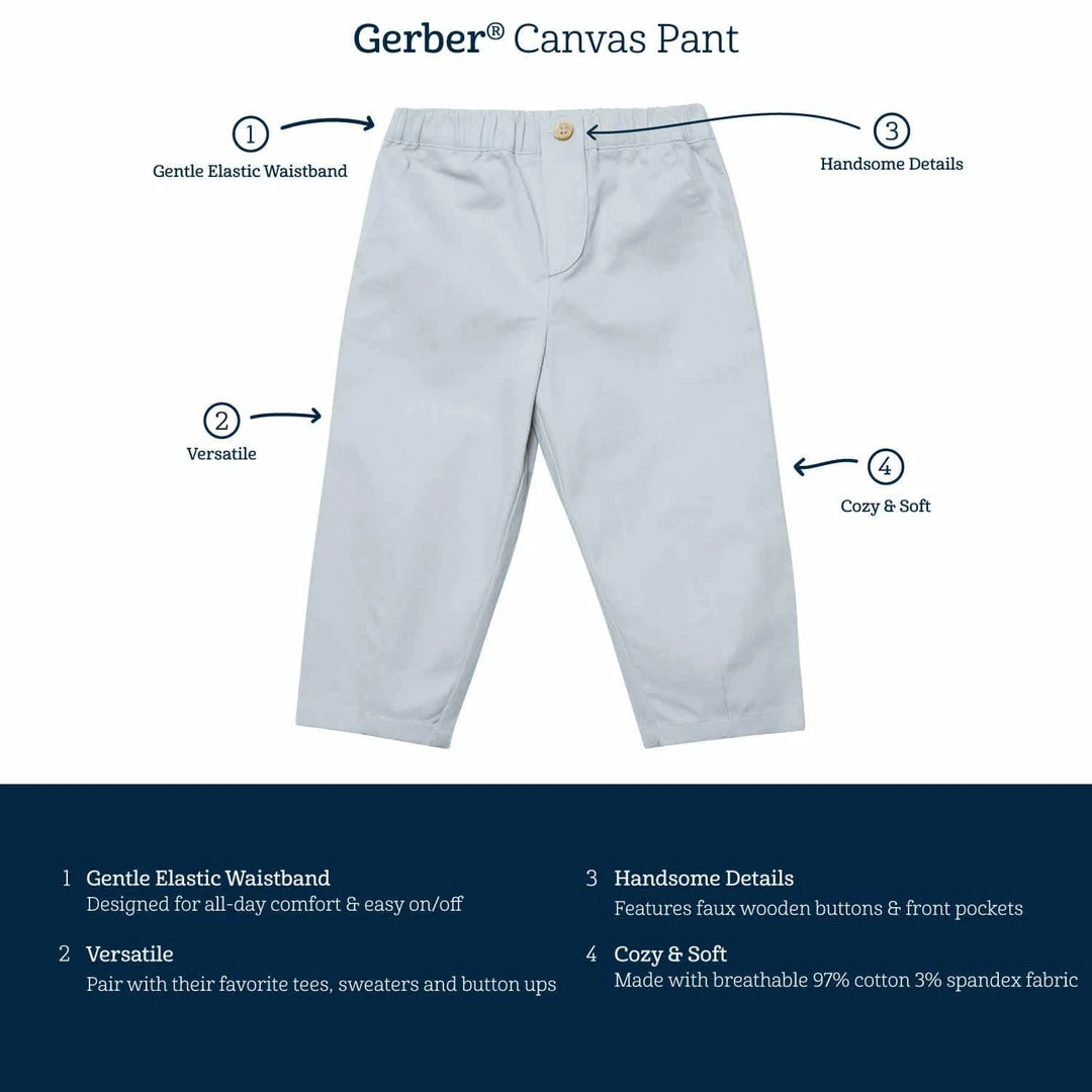 Flash Sale 👍 Gerber® Kids Infant & Toddler Boys Blue Canvas Pants BabyPreemie - 24M 🤩 5 Gerber® Kids Infant & Toddler Boys Blue Canvas Pants BabyPreemie - 24M