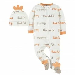 Gerber® 2-Piece Baby Neutral Turkey Sleep 'n Play & Hat BabyPreemie - 24M