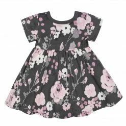Gerber® 2-Pack Baby Girls Gray Floral Short Sleeve Dresses