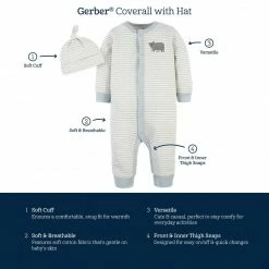 Gerber® 4-Piece Baby Boys Camo & Lion Coveralls & Cap Set