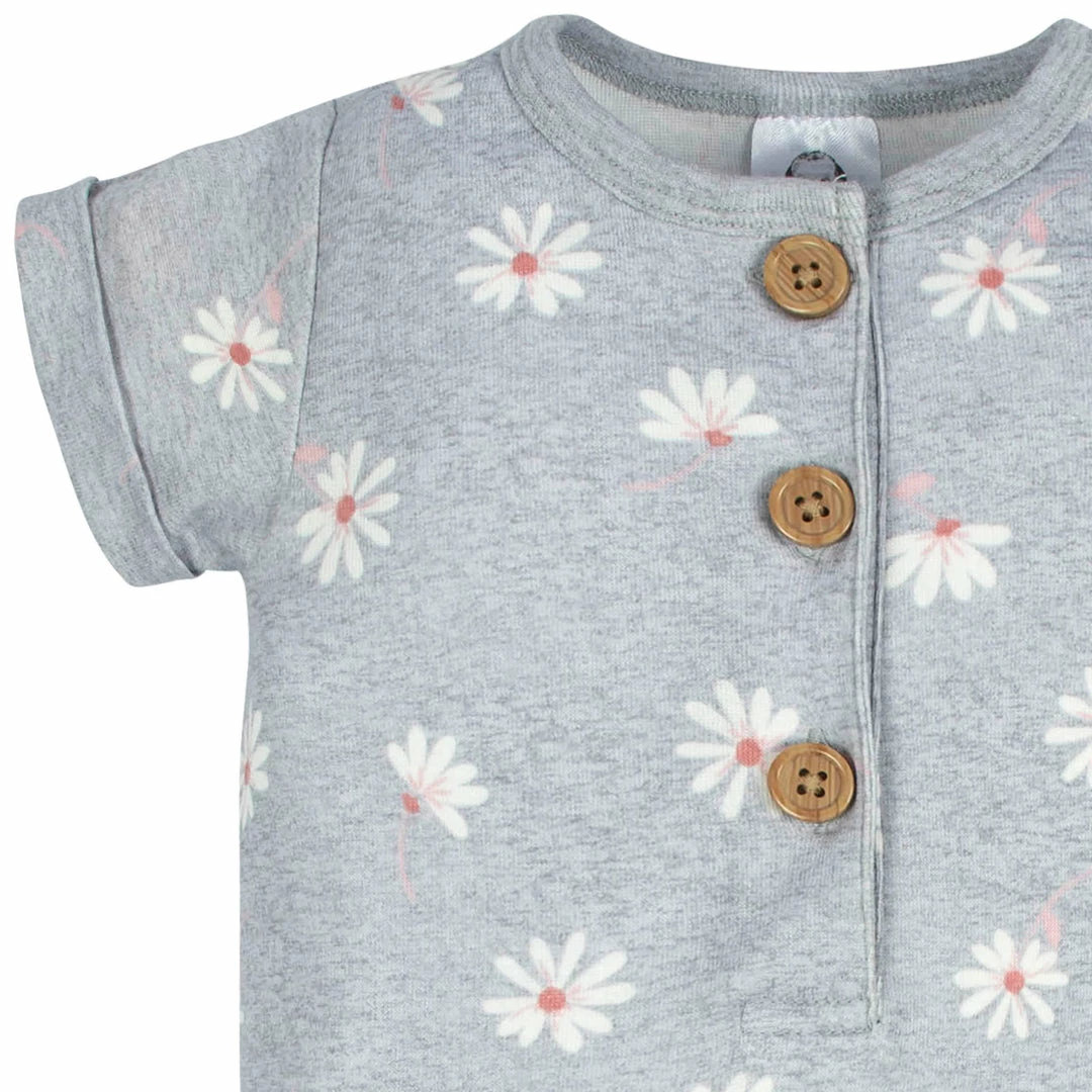 Promo 🔔 Gerber® 2-Pack Baby 👧 Girls Floral & Daisies Short Sleeve Rompers ✨ 5 Gerber® 2-Pack Baby Girls Floral & Daisies Short Sleeve Rompers