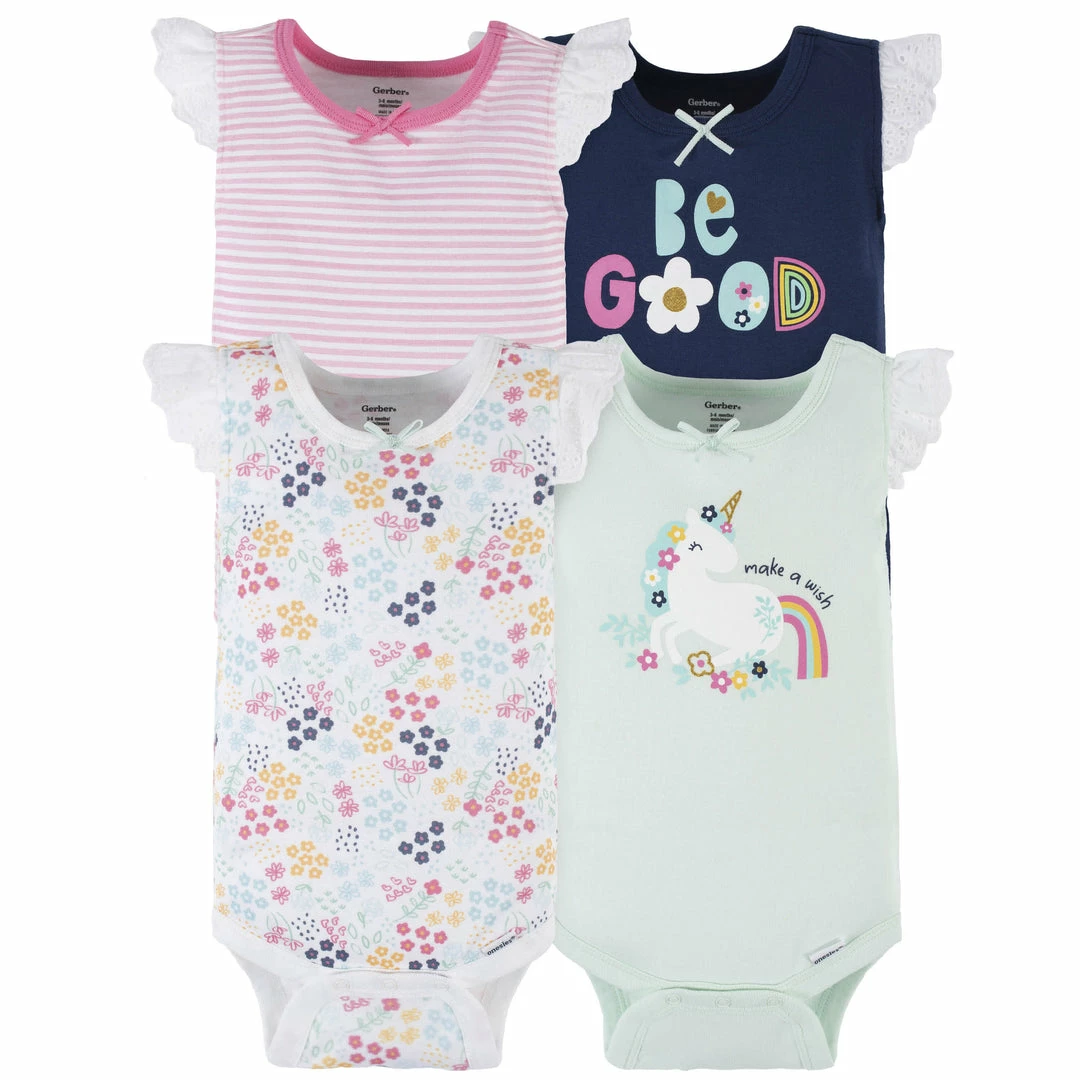 New 🌟 Gerber® 4-Pack Baby 👧 Girls Unicorn Tank Onesies® Bodysuits See What's New 🎉 1 Gerber® 4-Pack Baby Girls Unicorn Tank Onesies® Bodysuits See What's New