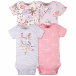 Gerber® BabyPreemie - 24M 4-Pack Baby Girls Bunny Ballerina Short Sleeve Onesies® Bodysuits