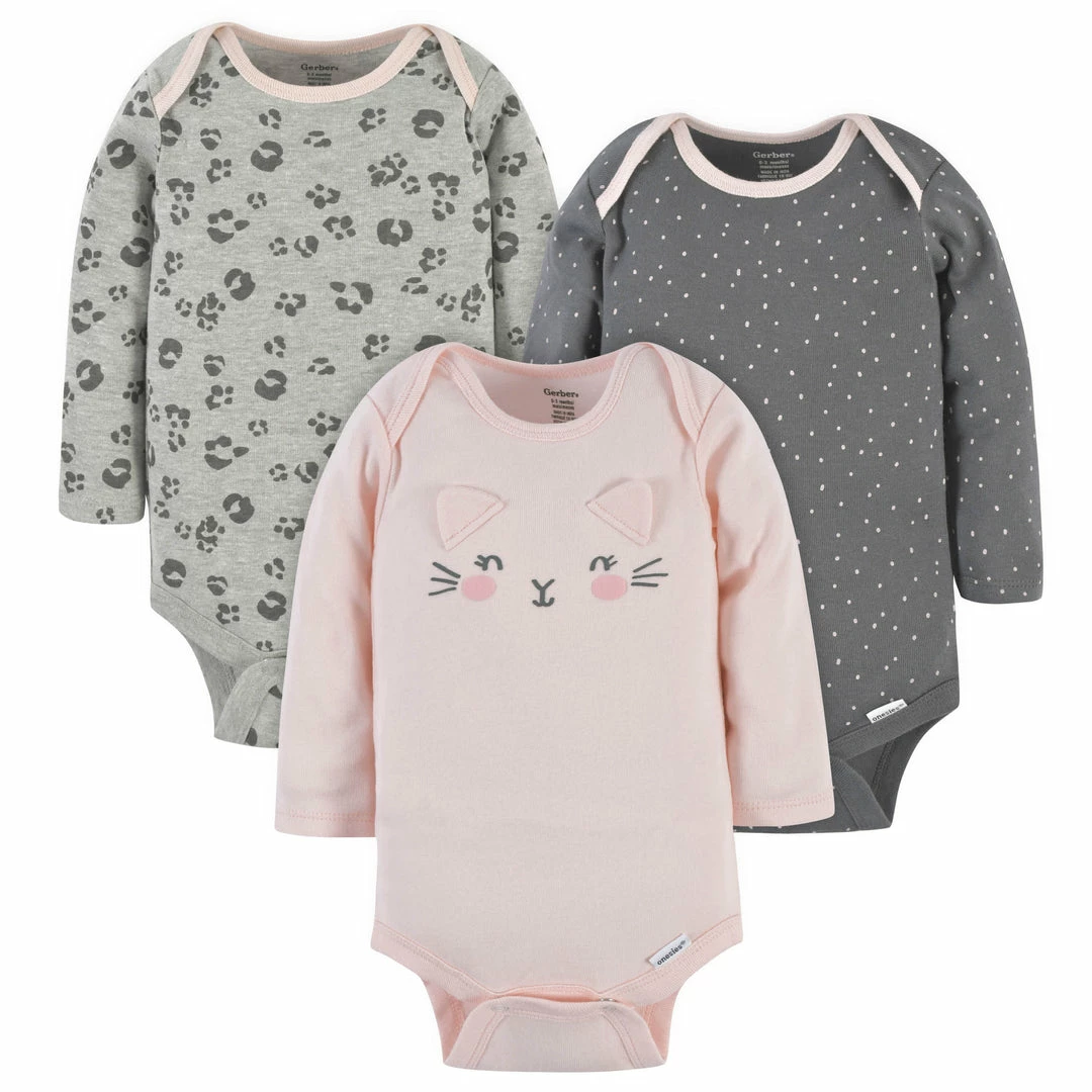 Deals 😉 Gerber® 3-Pack Baby 👧 Girls Purrfectly Cute Long Sleeve Onesies® Bodysuits BabyPreemie - 24M 👍 1 Gerber® 3-Pack Baby Girls Purrfectly Cute Long Sleeve Onesies® Bodysuits BabyPreemie - 24M