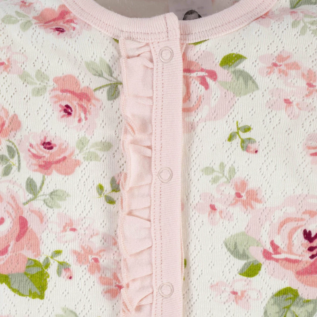 Cheapest 🤩 Gerber® 4-Piece Baby 👧 Girls Dots & Roses Coveralls & Headbands Set 😀 6 Gerber® 4-Piece Baby Girls Dots & Roses Coveralls & Headbands Set