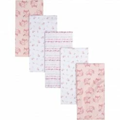 Gerber® BabyPreemie - 24M 5-Pack Baby Girls Foxes Flannel Receiving Blankets