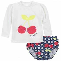Gerber® BabyPreemie - 24M 2-Piece Baby & Toddler Girls Cherry Kisses Swim Bottom & Rash Guard Set