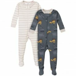 Gerber® 2-Pack Baby & Toddler Boys Construction Trucks Snug Fit Footed Cotton Pajamas