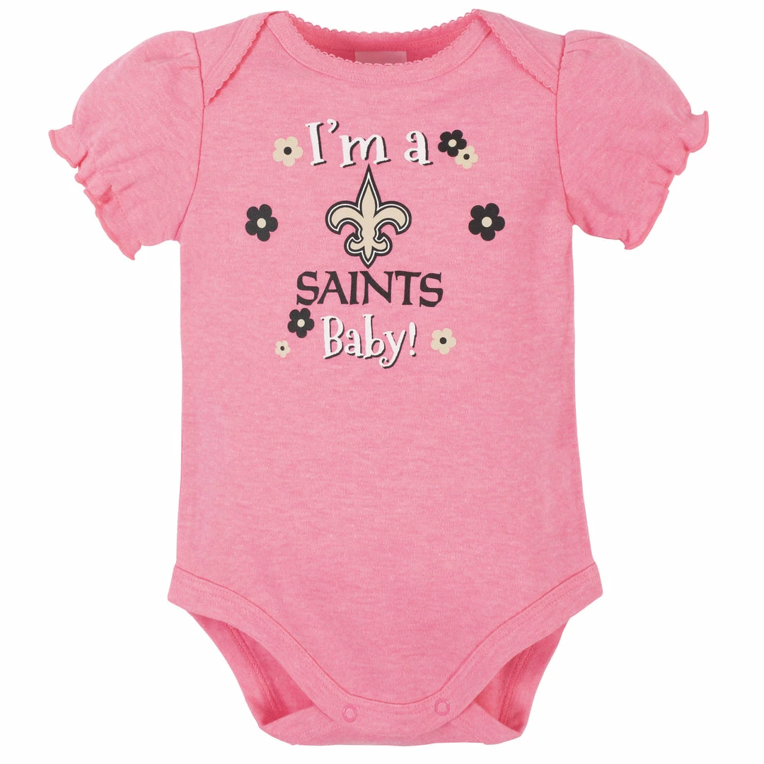 Cheapest โ NFL New Orleans Saints Baby ๐ง Girls Short Sleeve Bodysuits BabyPreemie - 24M ๐ 4 NFL New Orleans Saints Baby Girls Short Sleeve Bodysuits BabyPreemie - 24M