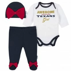 NFL Houston Texans Baby Girls Bodysuit, Pant, And Cap Set