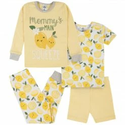 Gerber® 4-Piece Infant & Toddler Girls Lemon Squeeze Snug Fit Cotton Pajamas