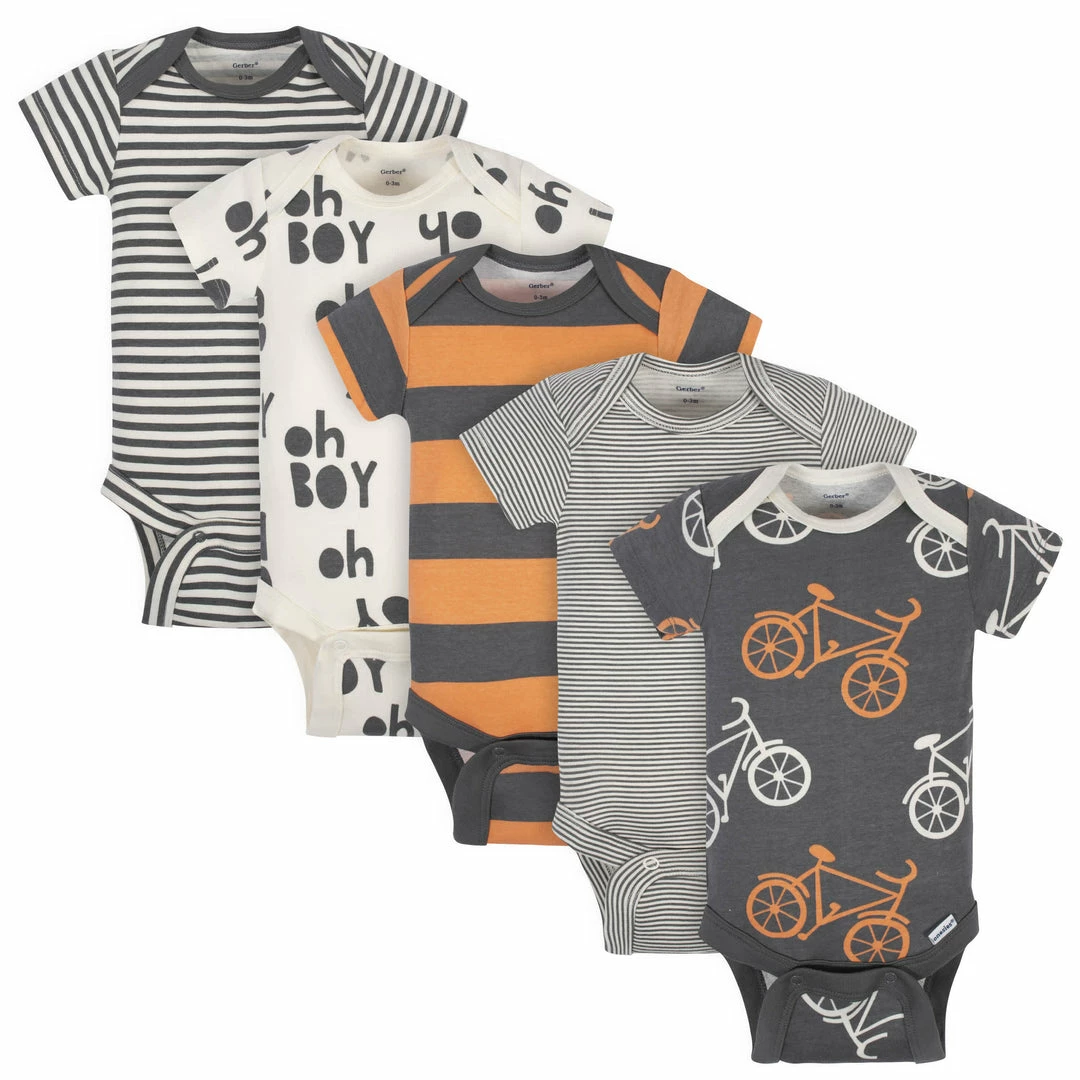 Discount 🎉 Gerber® 5-Pack Baby Boys Comfy Stretch Bicycle Short Sleeve Onesies® Bodysuits BabyPreemie - 24M 🥰 1 Gerber® 5-Pack Baby Boys Comfy Stretch Bicycle Short Sleeve Onesies® Bodysuits BabyPreemie - 24M