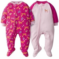 Gerber® BabyPreemie - 24M 2-Pack Baby Girls Fox Blanket Sleepers