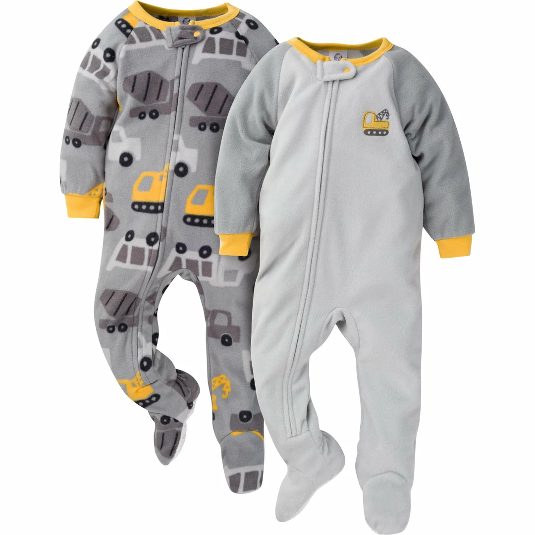 Hot Sale 🌟 Gerber® 2-Pack Baby & Toddler Boys Construction Trucks Fleece Pajamas 💯 1 Gerber® 2-Pack Baby & Toddler Boys Construction Trucks Fleece Pajamas