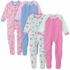 Gerber® Toddler2T - 5T 4-Pack Toddler Girls Rainbows & Unicorns Fleece Pajamas