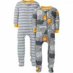 Gerber® 2-Pack Baby & Toddler Boys Lion Snug Fit Footed Cotton Pajamas