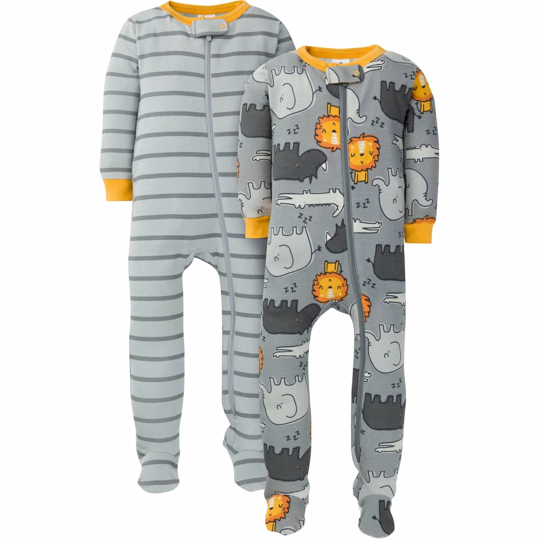 Hot Sale 🥰 Gerber® 2-Pack Baby & Toddler Boys Lion Snug Fit Footed Cotton Pajamas 😍 1 Gerber® 2-Pack Baby & Toddler Boys Lion Snug Fit Footed Cotton Pajamas