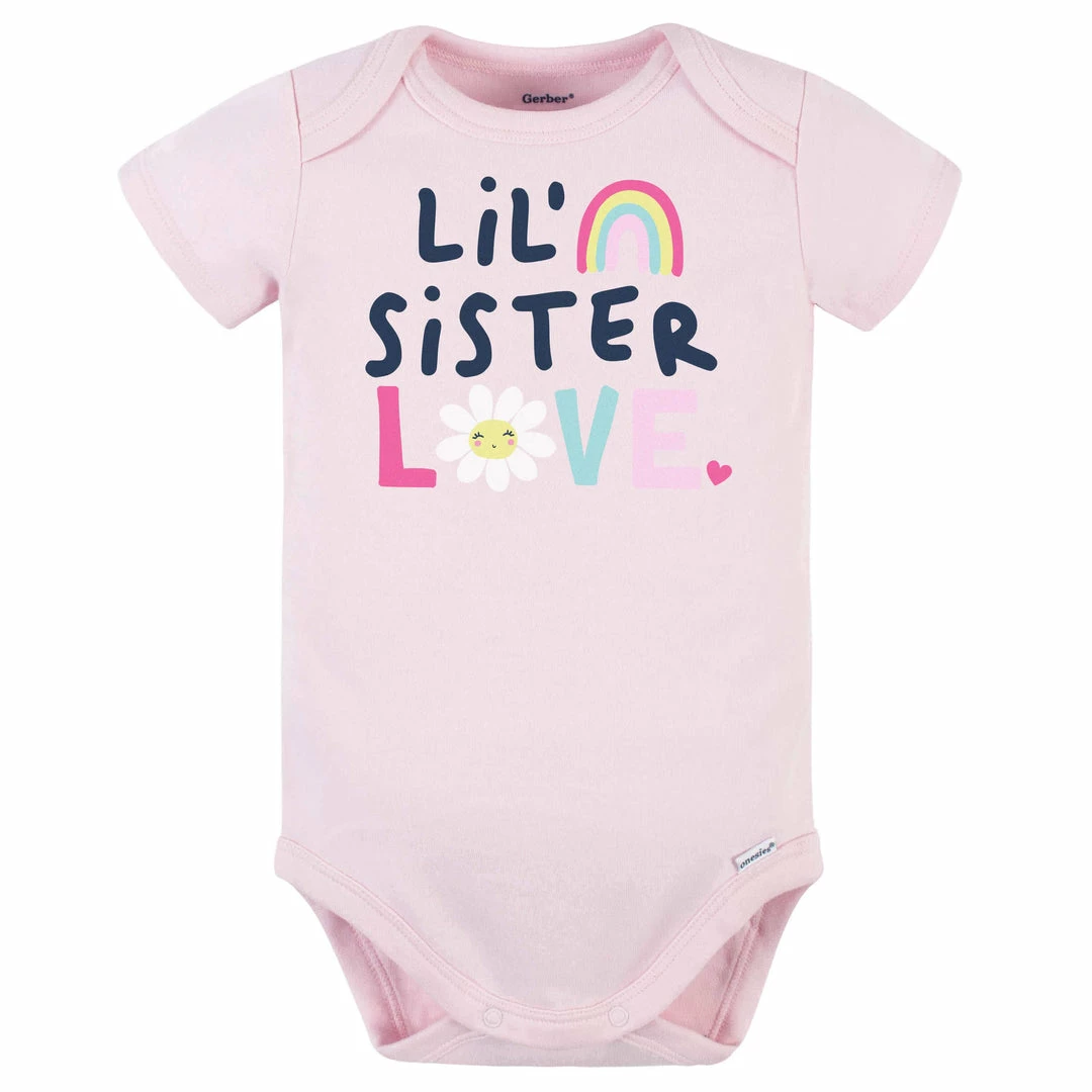 Brand new ⭐ Gerber® Baby Girl "Lil' Sister Love" Short Sleeve Onesies® Bodysuit BabyPreemie - 24M ✨ 1 Gerber® Baby Girl "Lil' Sister Love" Short Sleeve Onesies® Bodysuit BabyPreemie - 24M