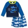 Gerber® See What's New 2-Piece Baby & Toddler Boys Shark Zone Rash Guard & Swim Trunks Set