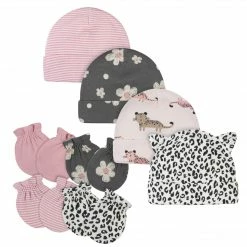 Gerber® 8-Piece Baby Girls Leopard Caps & Mittens Set BabyPreemie - 24M