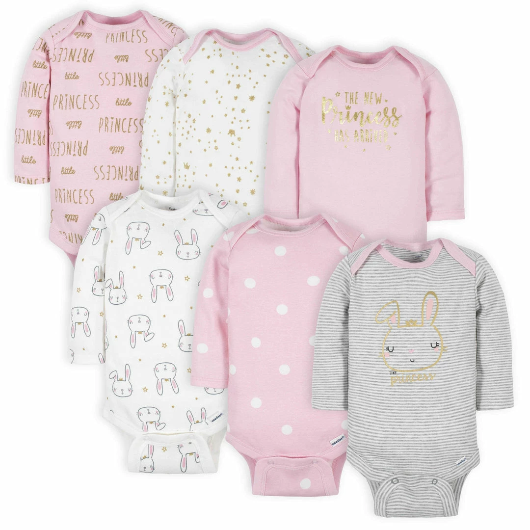 Outlet 🌟 Gerber® BabyPreemie - 24M 6-Pack Baby 👧 Girls Princess Long Sleeve Onesies® Bodysuits 👍 1 Gerber® BabyPreemie - 24M 6-Pack Baby Girls Princess Long Sleeve Onesies® Bodysuits